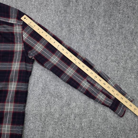 UNTUCKit Shirt Mens Large Red Navy Plaid Alentejo Slim Fit Cotton Button Down - Picture 9 of 16